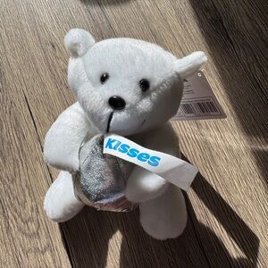 White Plush Bear with Silver Heart